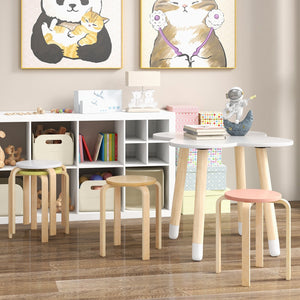 Set of 4 Bentwood Stackable Stools Dining Stools with Round Tops-Multicolor view 3