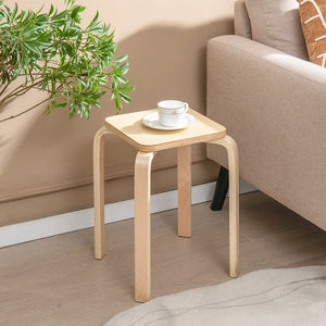 Set of 4 Colorful Square Stools with Anti-slip Felt Mats-Multicolor view 2