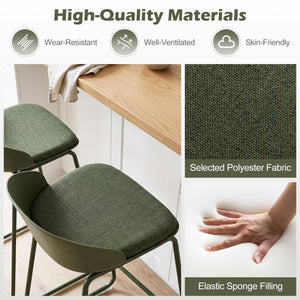 Set of 4 Counter Height Bar Stools with Curved Backrest and Metal Frame for Kitchen Dining-Green view 5