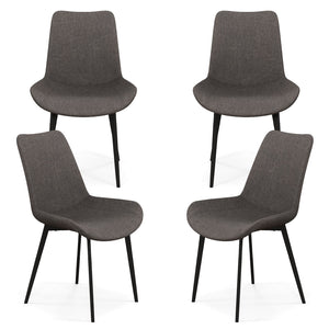 Set of 4 Dining Chair Upholstered with Metal Legs and Padded Backs-Gray view 4