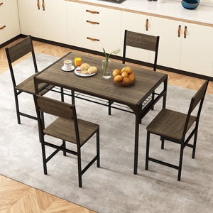 Set of 4 Dining Chairs with Metal Legs and Slanted Back-Gray view 2