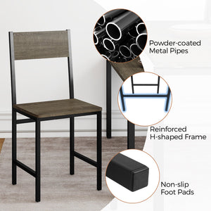 Set of 4 Dining Chairs with Metal Legs and Slanted Back-Gray view 7