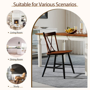 Set of 4 Dining Chairs with Rubber Wood Frame and Curved Cross Back-Dark Brown view 6