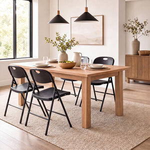 Set of 4 Foldable Plastic Chairs with Ergonomic Backrest-Black view 2