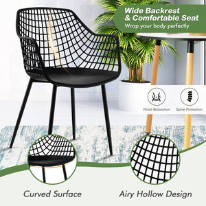 Set of 4 Heavy Duty Modern Dining Chair with Airy Hollow Backrest-Black view 4