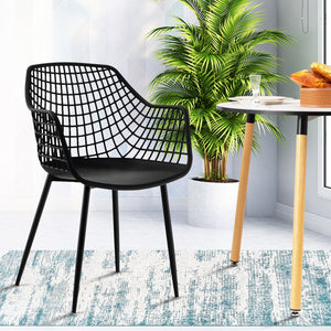 Set of 4 Heavy Duty Modern Dining Chair with Airy Hollow Backrest-Black view 6