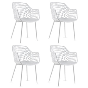 Set of 4 Heavy Duty Modern Dining Chair with Airy Hollow Backrest-White