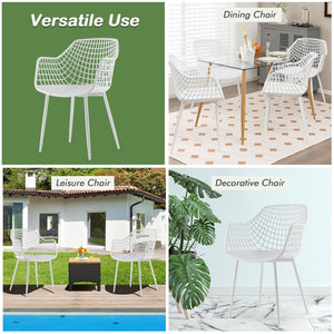 Set of 4 Heavy Duty Modern Dining Chair with Airy Hollow Backrest-White view 5