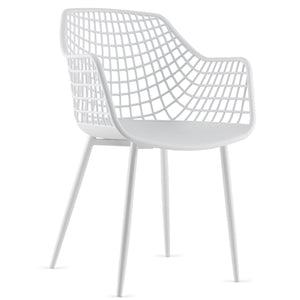 Set of 4 Heavy Duty Modern Dining Chair with Airy Hollow Backrest-White view 9