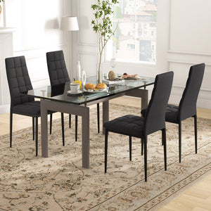 Set of 4 Fabric Dining Chairs Set with Upholstered Cushion and High Back view 2