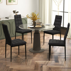 Set of 4 Fabric Dining Chairs Set with Upholstered Cushion and High Back view 3