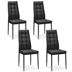 Set of 4 Fabric Dining Chairs Set with Upholstered Cushion and High Back view 4