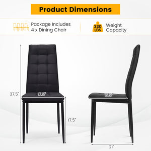 Set of 4 Fabric Dining Chairs Set with Upholstered Cushion and High Back view 5