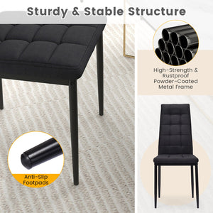 Set of 4 Fabric Dining Chairs Set with Upholstered Cushion and High Back view 6