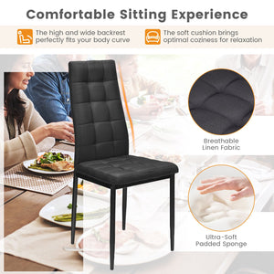 Set of 4 Fabric Dining Chairs Set with Upholstered Cushion and High Back view 7
