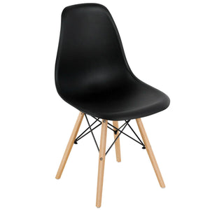 Set of 4 Modern Dining Side Chair Wood Legs-Black view 4