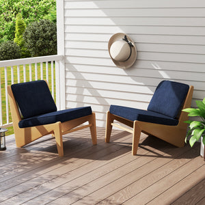 Set of 4 Outdoor Patio Cushion Set with Removable Covers-Navy view 2