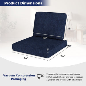 Set of 4 Outdoor Patio Cushion Set with Removable Covers-Navy view 5