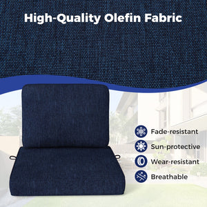 Set of 4 Outdoor Patio Cushion Set with Removable Covers-Navy view 7