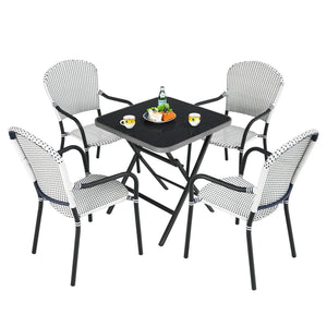Set of 4 Patio Rattan Stackable Dining Chair with, Armrest for Garden-White view 9