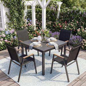 Set of 4 Stackable Patio Chairs with High Backs for Backyard 400 LBS-Black view 2