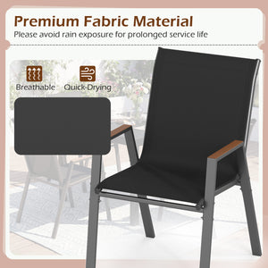 Set of 4 Stackable Patio Chairs with High Backs for Backyard 400 LBS-Black view 4