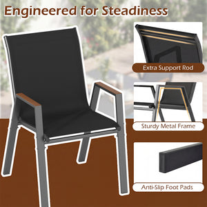 Set of 4 Stackable Patio Chairs with High Backs for Backyard 400 LBS-Black view 7