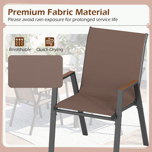 Set of 4 Stackable Patio Chairs with High Backs for Backyard 400 LBS-Brown view 4
