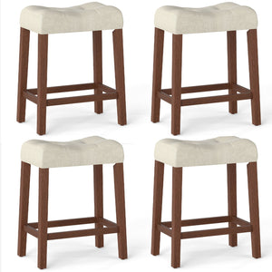 Set of 4 Upholstered Counter Height Bar Stool with Curved Saddle-Seat-Brown
