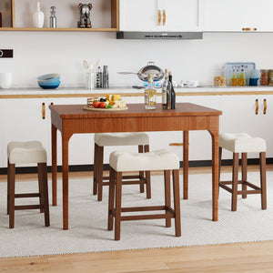 Set of 4 Upholstered Counter Height Bar Stool with Curved Saddle-Seat-Brown view 2