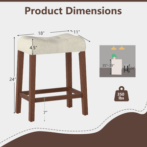 Set of 4 Upholstered Counter Height Bar Stool with Curved Saddle-Seat-Brown view 3