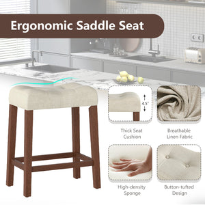 Set of 4 Upholstered Counter Height Bar Stool with Curved Saddle-Seat-Brown view 5