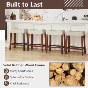 Set of 4 Upholstered Counter Height Bar Stool with Curved Saddle-Seat-Brown view 6