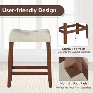 Set of 4 Upholstered Counter Height Bar Stool with Curved Saddle-Seat-Brown view 7