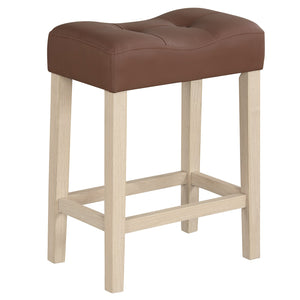 Set of 4 Upholstered Counter Height Bar Stool with Curved Saddle-Seat-Natural view 4