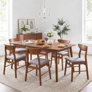 Set of 4 Upholstered Dining Chairs with Curved Backrest and Rubber Wood Frame-Walnut view 3