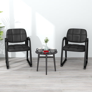 Set of 4 Upholstered Waiting Room Chair with Armrest and Ergonomic Backrest-Black view 5