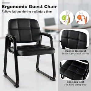 Set of 4 Upholstered Waiting Room Chair with Armrest and Ergonomic Backrest-Black view 8