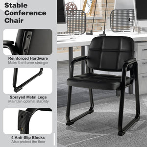 Set of 4 Upholstered Waiting Room Chair with Armrest and Ergonomic Backrest-Black view 9