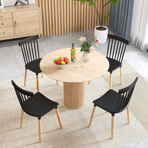 Set of 4 Windsor Dining Chairs with Spindle Backs and Curved Seats-Black view 3