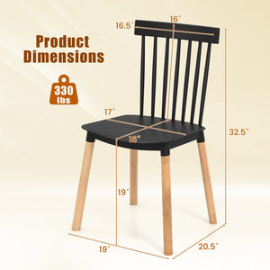 Set of 4 Windsor Dining Chairs with Spindle Backs and Curved Seats-Black view 4