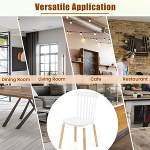 Set of 4 Windsor Dining Chairs with Spindle Backs and Curved Seats-White view 7