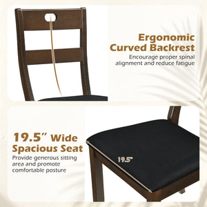 Set of 4 Wooden Dining Chairs with Padded Seats and Rubber Wood Frame-Walnut view 6