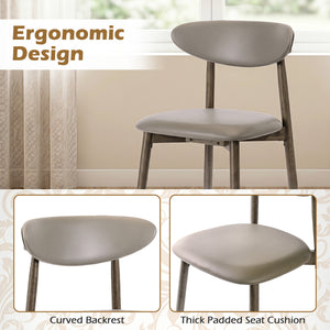 Set of 4 Wooden Modern Upholstered Dining Chairs with Curved Backrest-Gray view 7