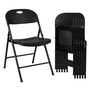 Set of 6 Foldable Plastic Chairs with Ergonomic Backrest-Black view 4