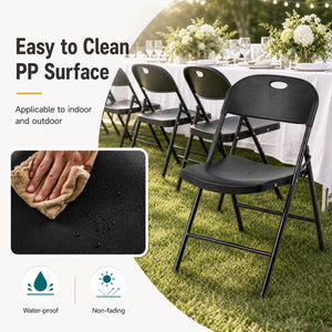 Set of 6 Foldable Plastic Chairs with Ergonomic Backrest-Black view 9