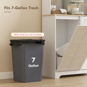 Kitchen Pantry Cabinet with Charging Station, 7 Gallon Trash Can Cabinet – view 12