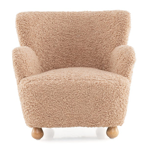 Sherpa Kids Sofa Comfy Toddler Armchair with Solid Rubber Wood Legs-Pink view 4