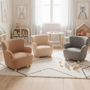 Sherpa Kids Sofa Comfy Toddler Armchair with Solid Rubber Wood Legs-Pink view 6