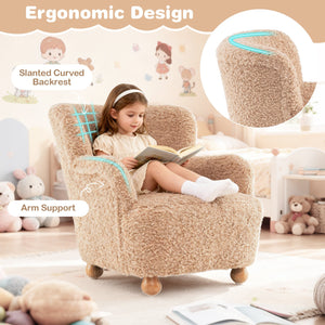 Sherpa Kids Sofa Comfy Toddler Armchair with Solid Rubber Wood Legs-Pink view 8